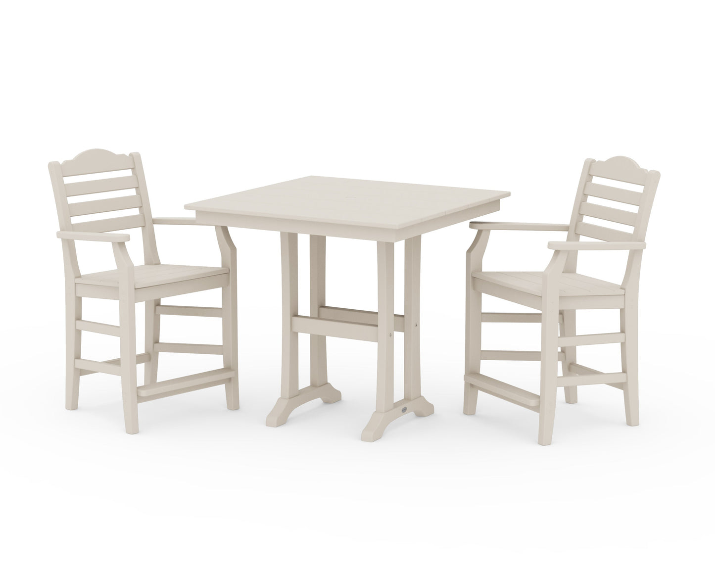 POLYWOOD Savannah 3-Piece Farmhouse Counter Set with Trestle Legs — Sand