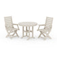 POLYWOOD Captain Folding Chair 3-Piece Round Dining Set — Sand