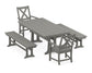 POLYWOOD Braxton 5-Piece Farmhouse Dining Set With Trestle Legs — Slate Grey