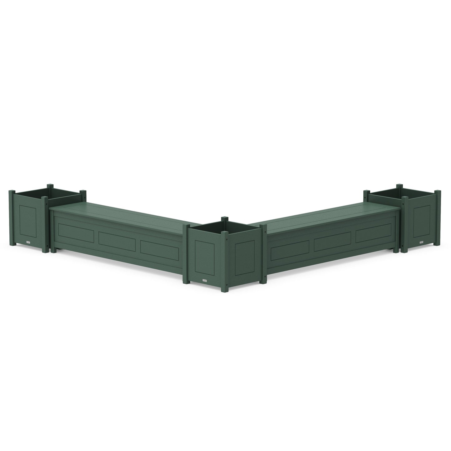 POLYWOOD 72" Country Living L- Shaped Planter Storage Bench Corner Set- Large — Green