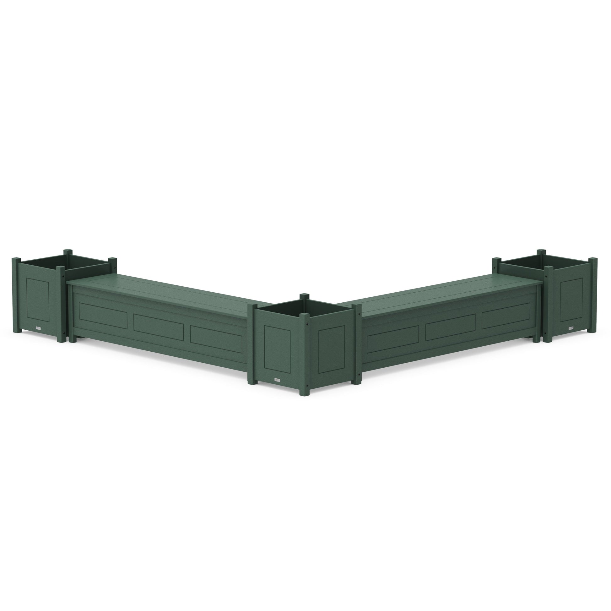 POLYWOOD 72" Country Living L- Shaped Planter Storage Bench Corner Set- Large — Green