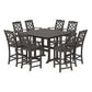 POLYWOOD Chinoiserie 9-Piece Square Bar Set with Trestle Legs — Vintage Coffee