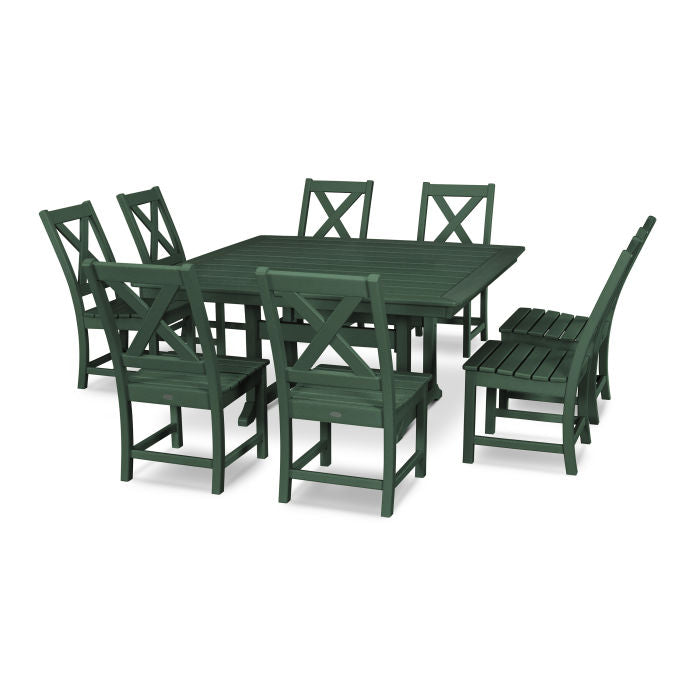 POLYWOOD Braxton 9-Piece Nautical Trestle Dining Set FREE SHIPPING