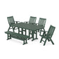 POLYWOOD Vineyard Folding Chair 6-Piece Farmhouse Dining Set with Bench — Green
