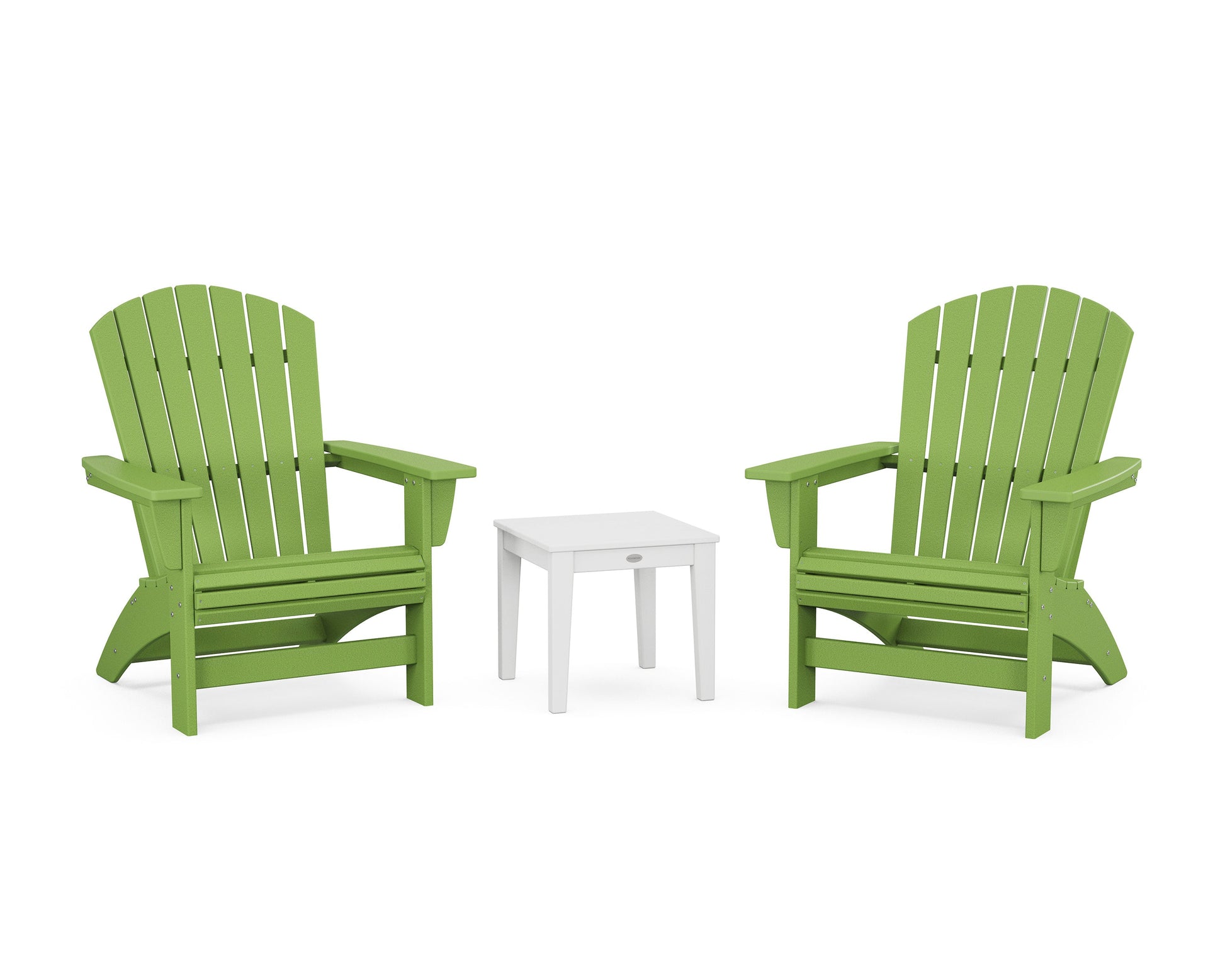 POLYWOOD 3-Piece Nautical Grand Adirondack Set — Lime / White