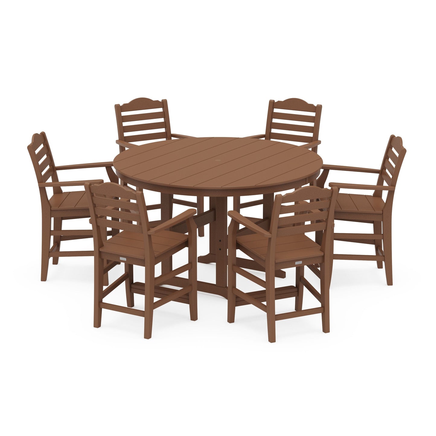 POLYWOOD Savannah 7-Piece Arm Chair Round Farmhouse Counter Set