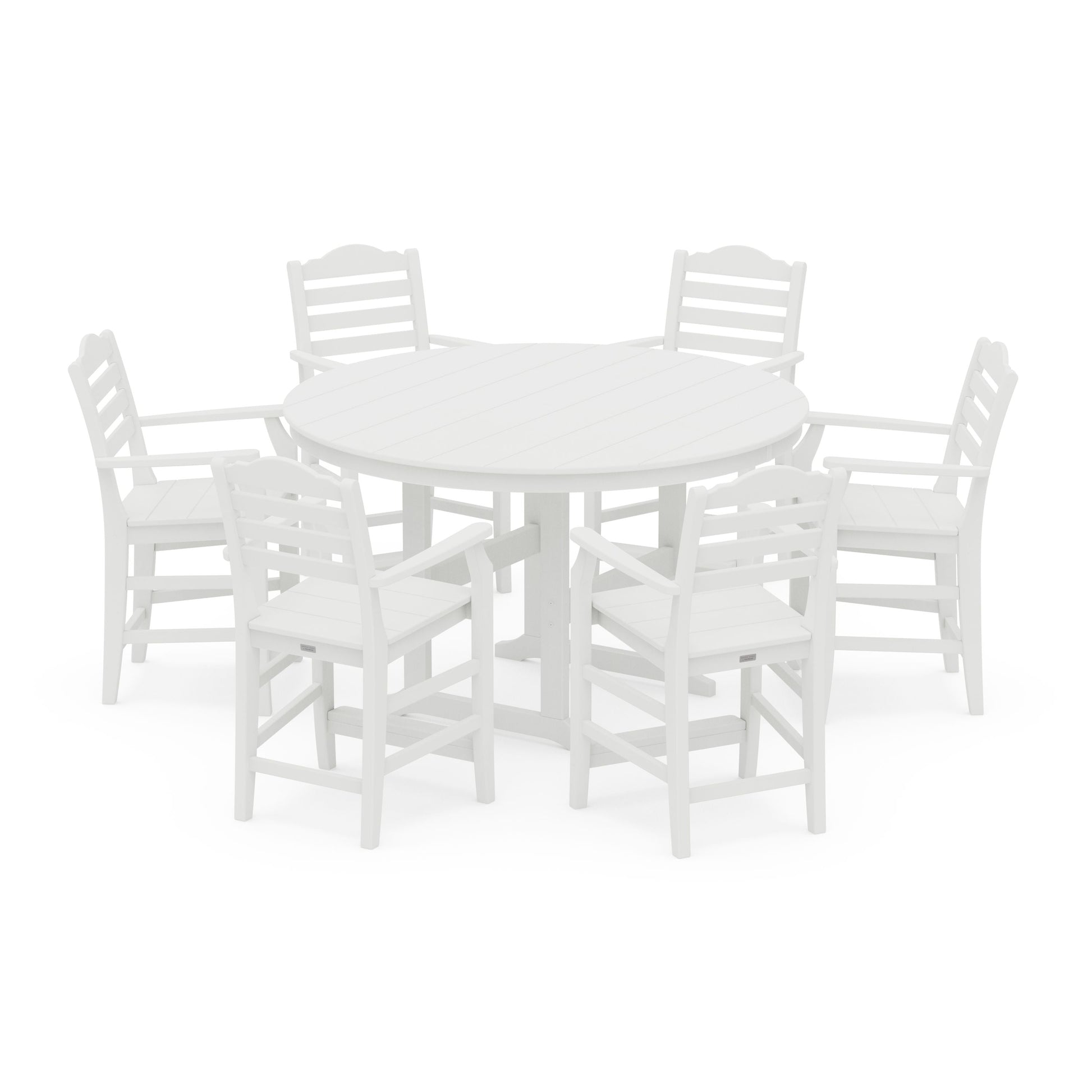 POLYWOOD Savannah 7-Piece Arm Chair Round Farmhouse Counter Set