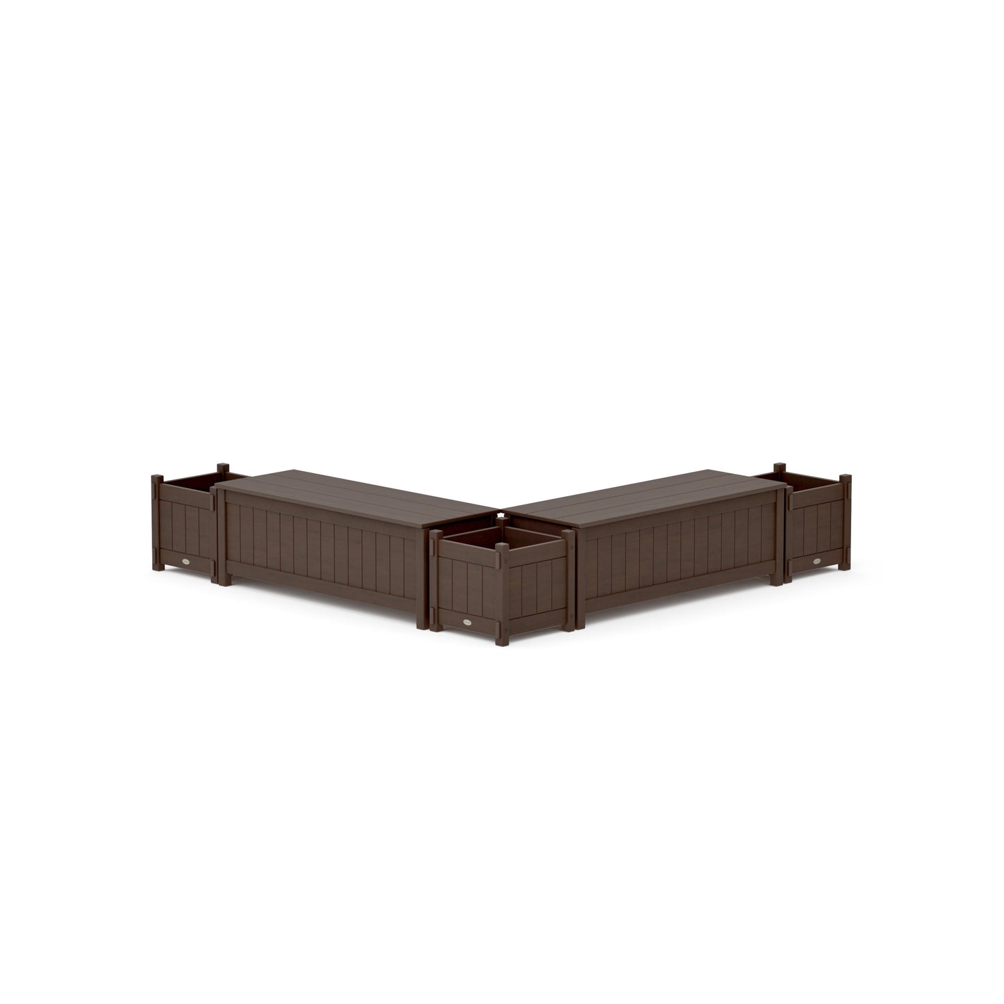 POLYWOOD 48" Vineyard L- Shaped Planter Storage Bench Corner Set — Kona