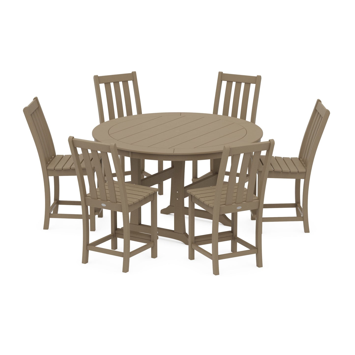 POLYWOOD Vineyard 7-Piece Side Chair Round Counter Set