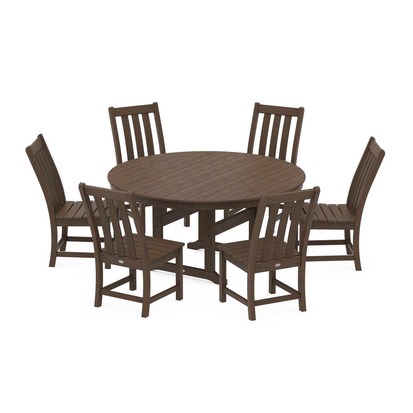 POLYWOOD Vineyard 7-Piece Side Chair Round Farmhouse Dining Set — Kona