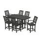 POLYWOOD Chinoiserie Arm Chair 7-Piece Farmhouse Counter Set — Black