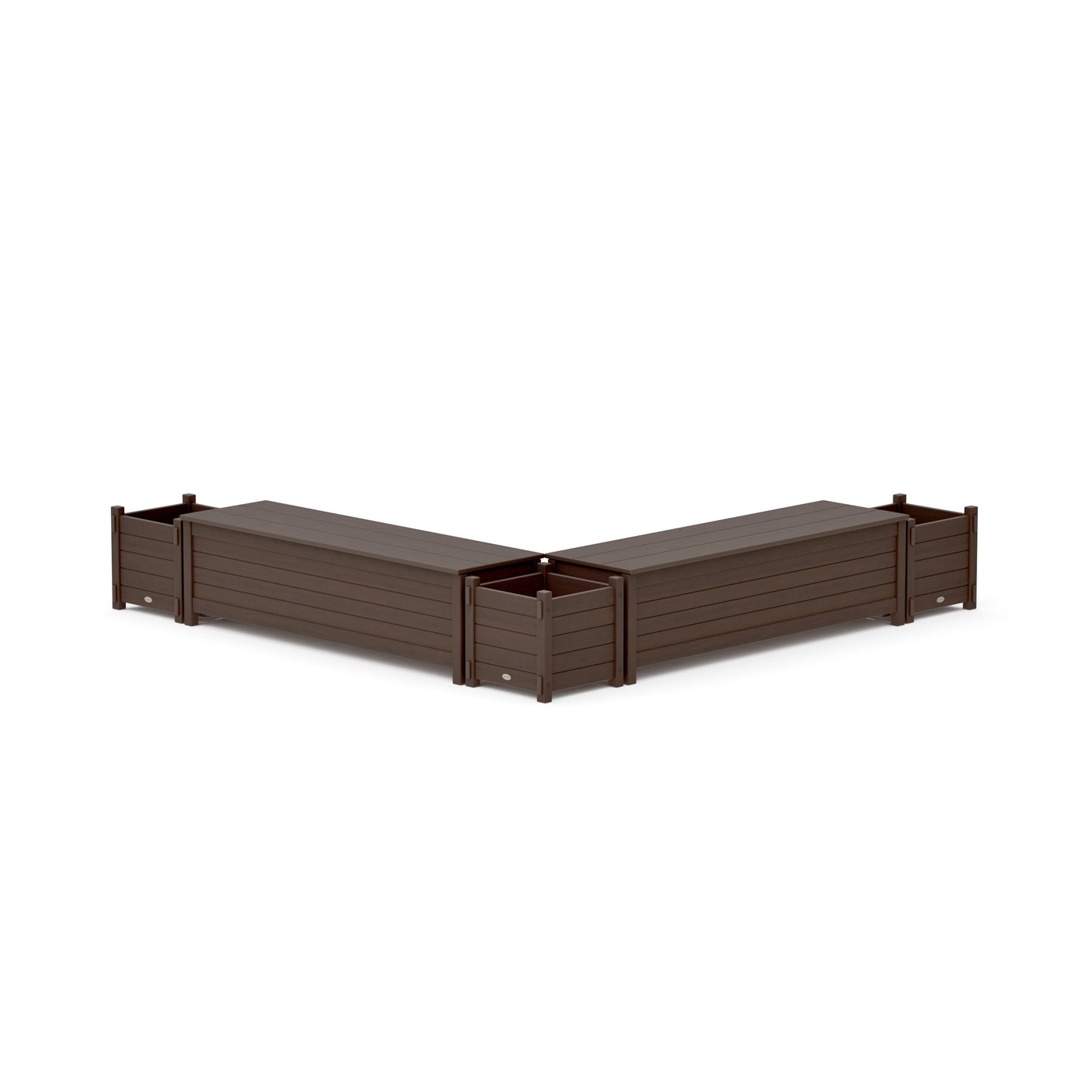 POLYWOOD 60" Nautical L- Shaped Planter Storage Bench Corner Set — Kona