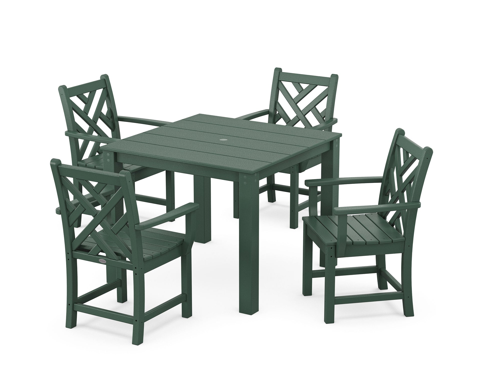 POLYWOOD Chippendale 5-Piece Parsons Dining Set — Green
