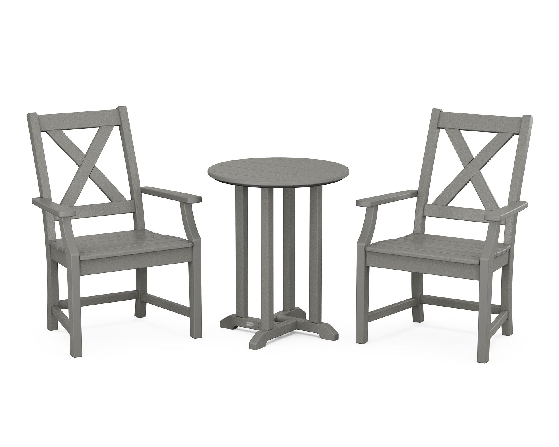 POLYWOOD Braxton 3-Piece Round Bistro Dining Set — Slate Grey