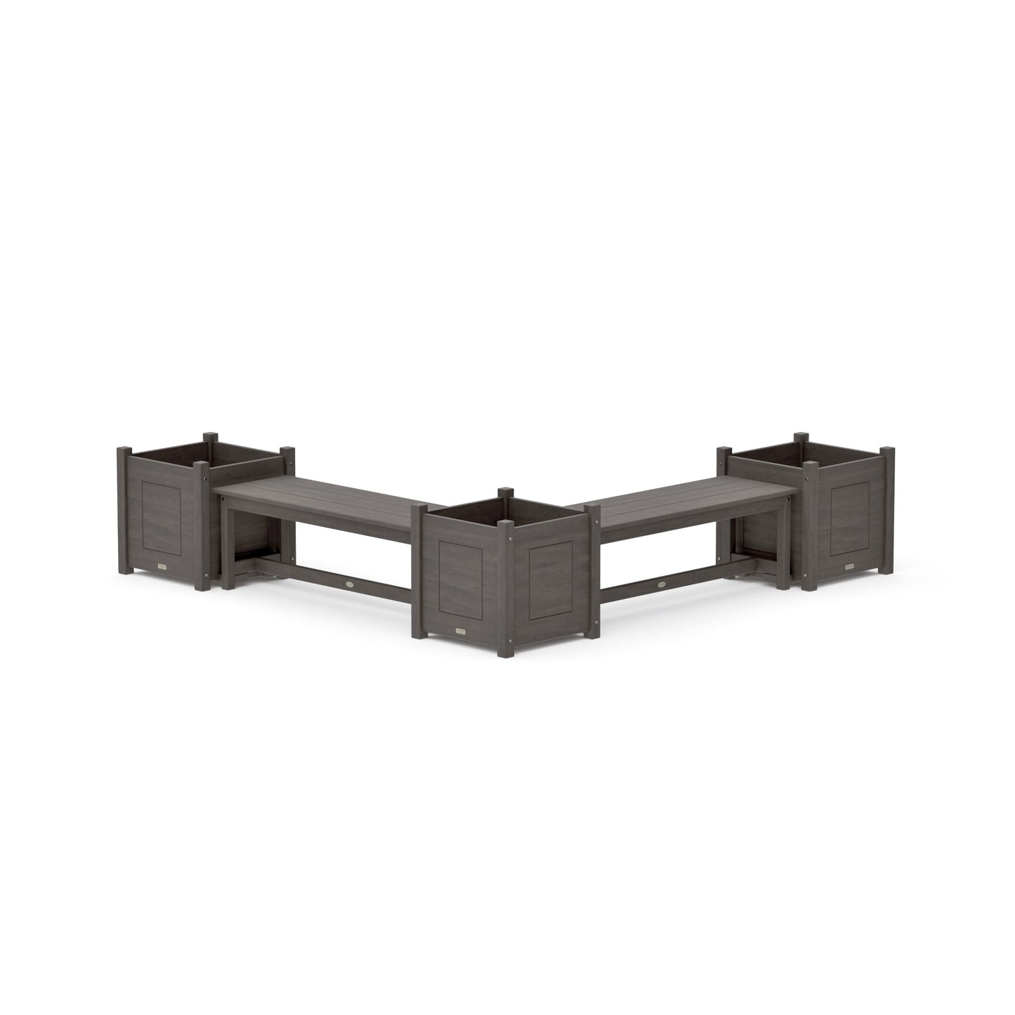 POLYWOOD 48" Country Living L- Shaped Planter Bench Corner Set - Large — Driftwood