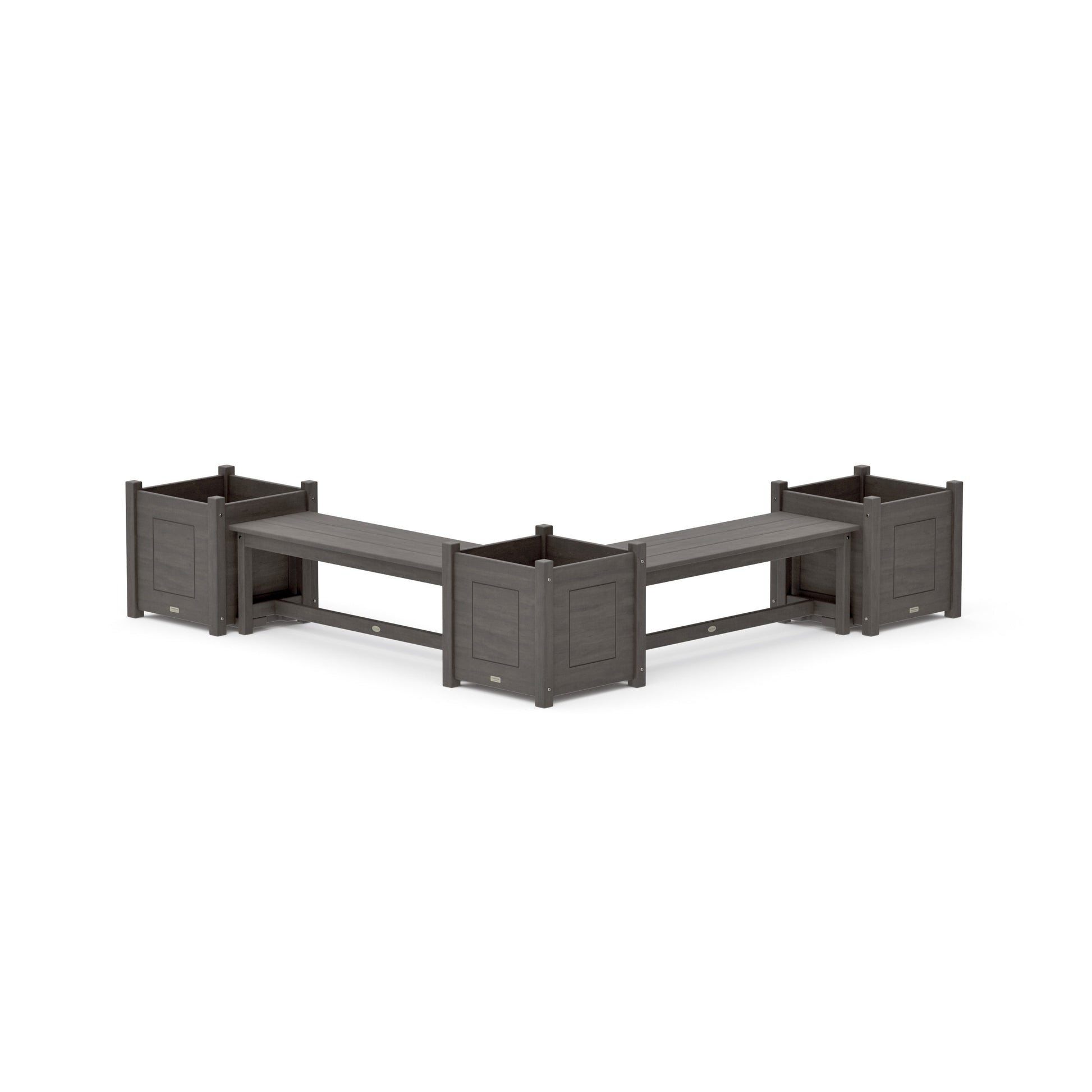 POLYWOOD 48" Country Living L- Shaped Planter Bench Corner Set - Large — Driftwood