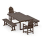 POLYWOOD Classic Adirondack 5-Piece Dining Set with Benches — Kona