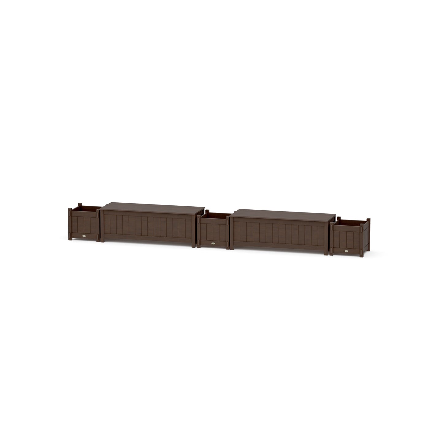 POLYWOOD 48" Vineyard Straight Double Planter Storage Bench Set — Kona