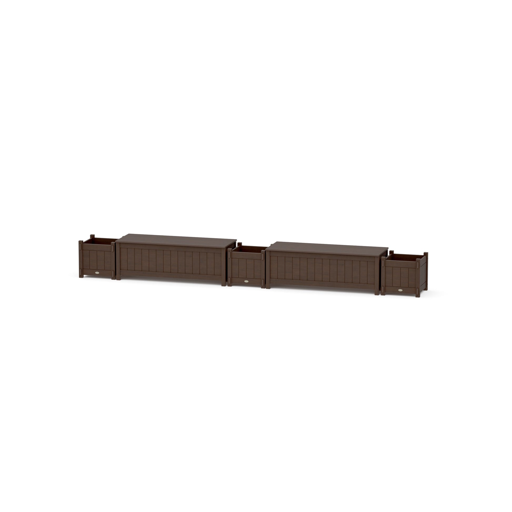 POLYWOOD 48" Vineyard Straight Double Planter Storage Bench Set — Kona