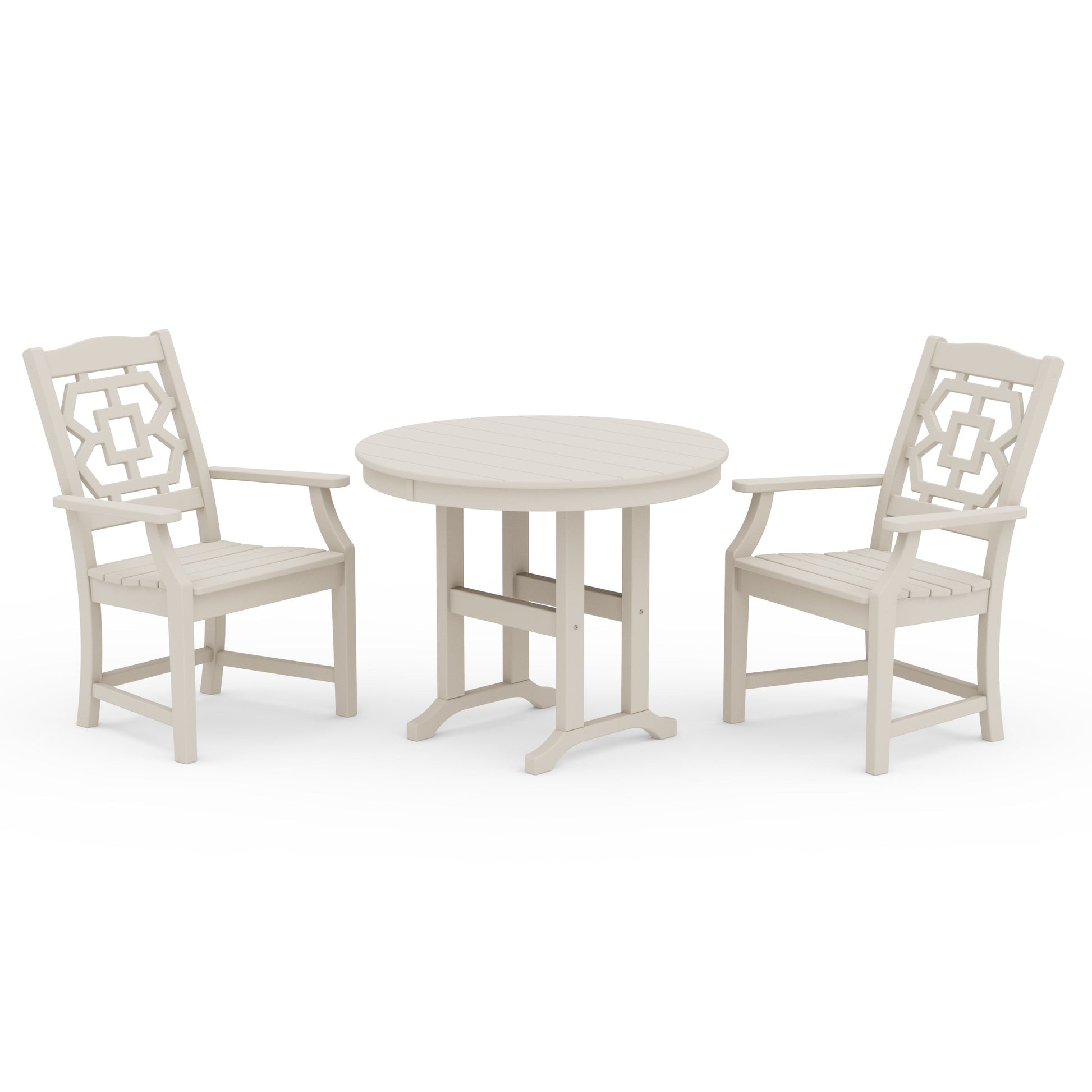 POLYWOOD Chinoiserie 3-Piece Farmhouse Dining Set — Sand