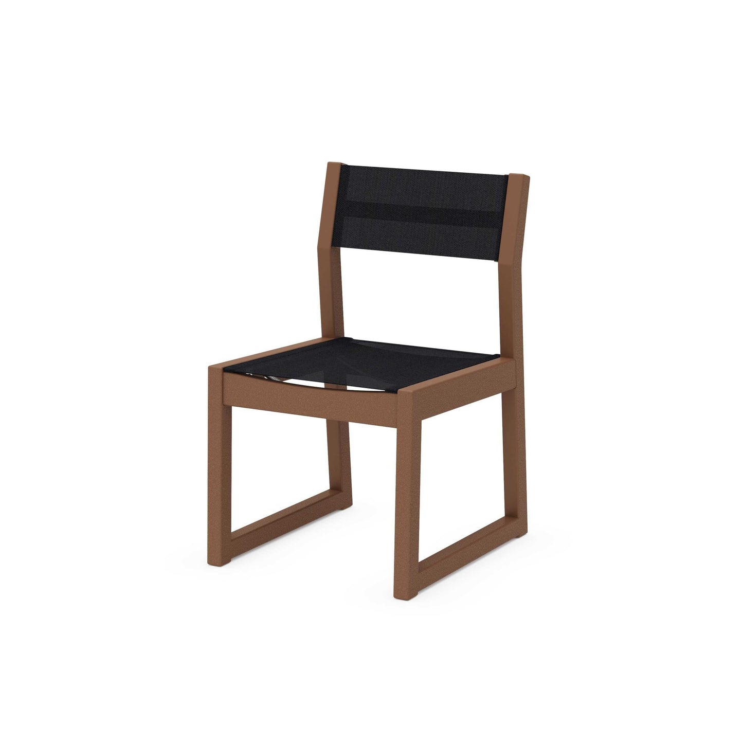 POLYWOOD EDGE Sling Dining Side Chair — Teak / Black Sling