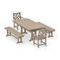 POLYWOOD Chippendale 5-Piece Farmhouse Dining Set With Trestle Legs — Vintage Sahara