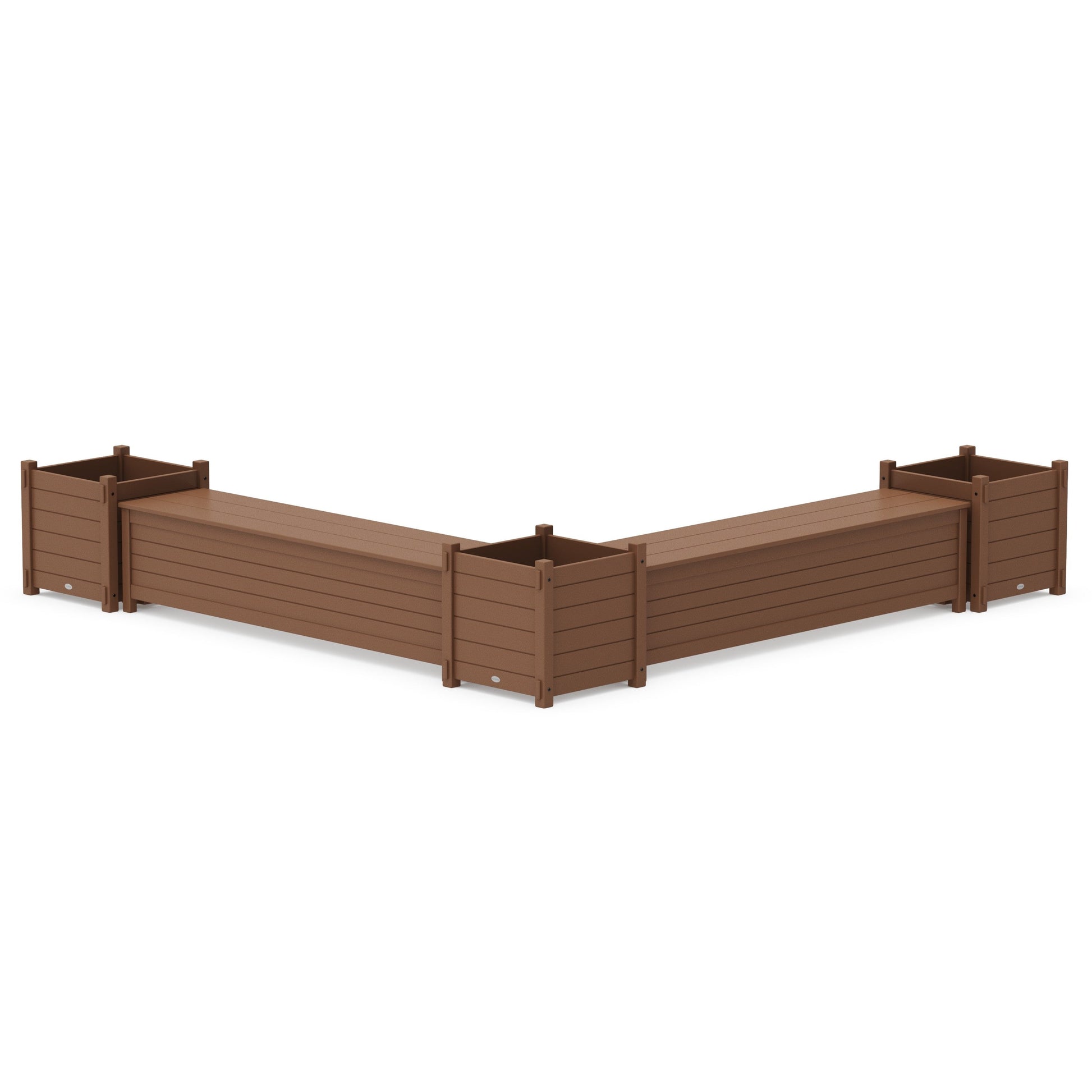 POLYWOOD 72" Nautical L- Shaped Planter Storage Bench Corner Set- Large — Teak