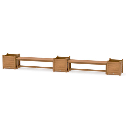 POLYWOOD 60" Nautical Straight Double Planter Bench Set - Large — Natural