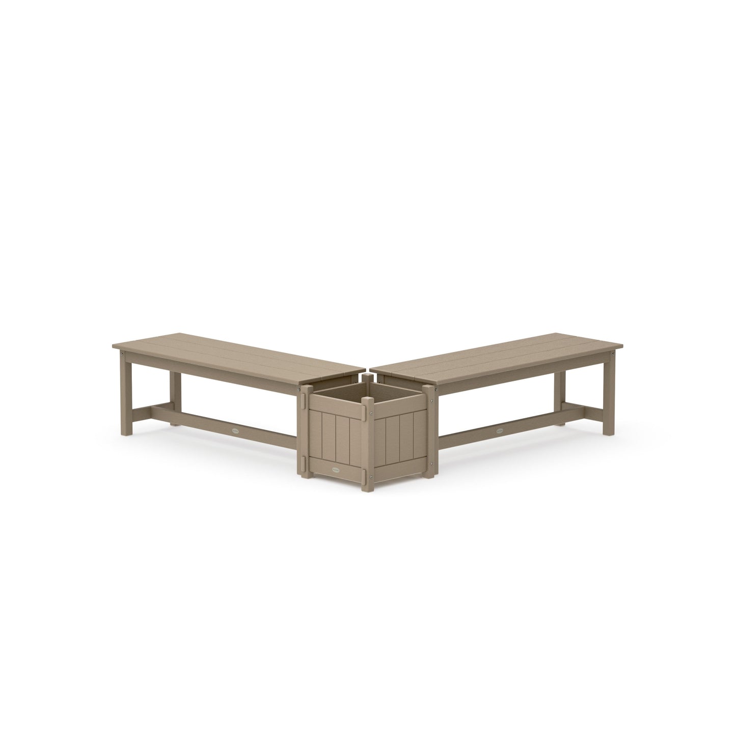 POLYWOOD 48" Vineyard L- Shaped Planter Bench Set — Vintage Sahara