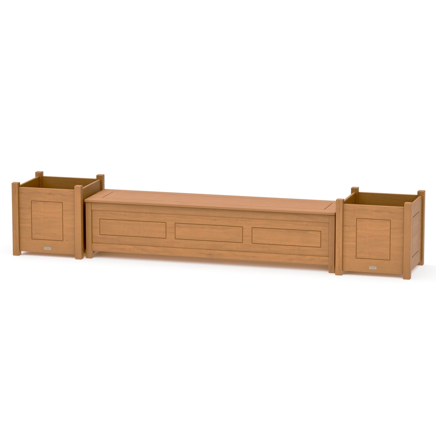 POLYWOOD 72" Country Living Straight Planter Storage Bench Set- Large — Natural