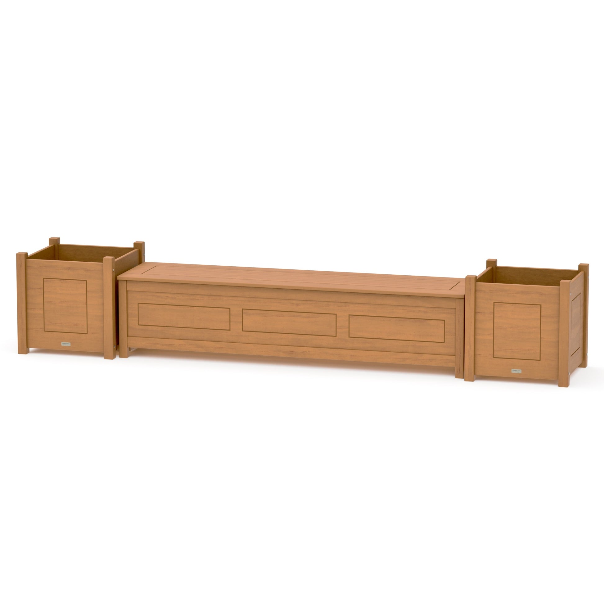 POLYWOOD 72" Country Living Straight Planter Storage Bench Set- Large — Natural