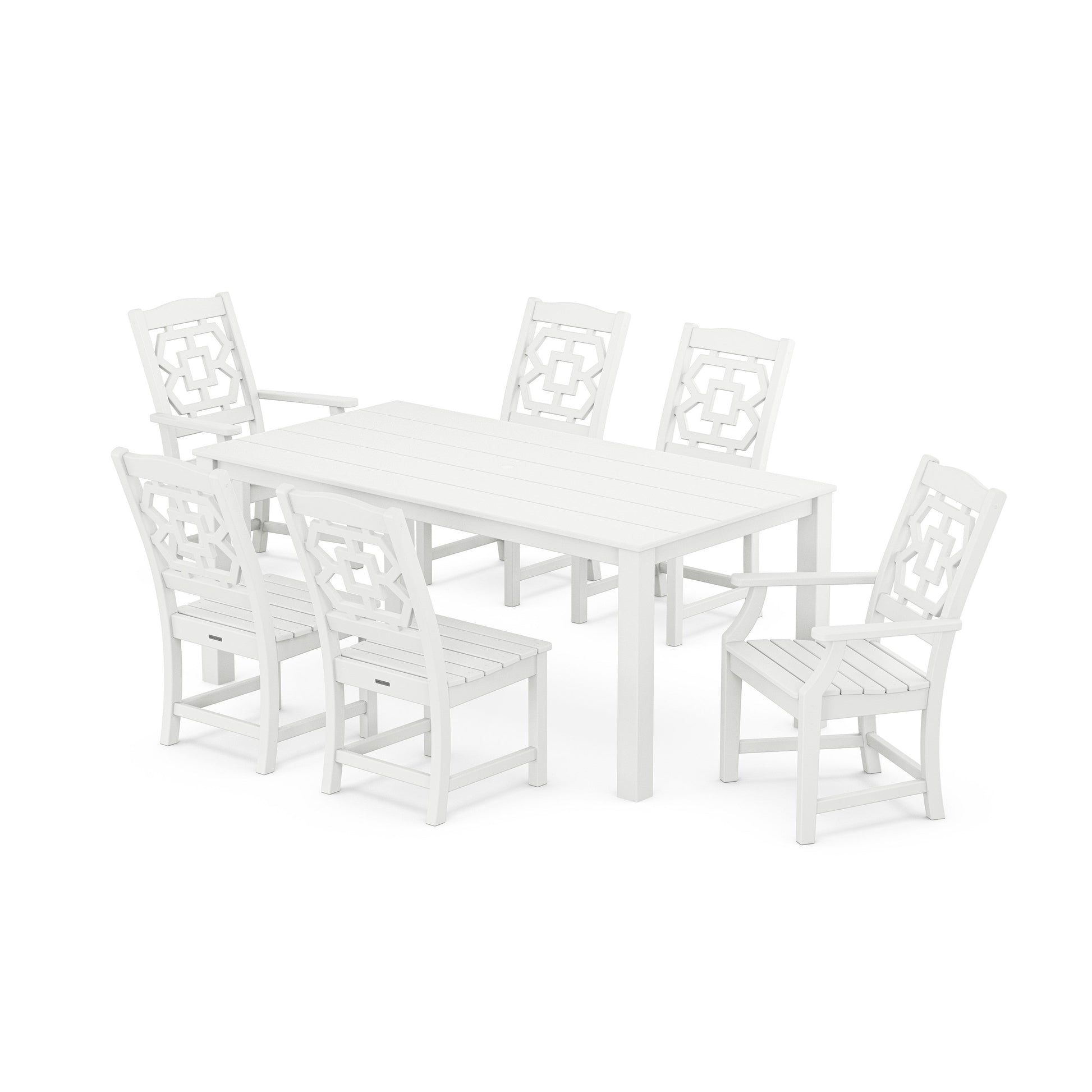 POLYWOOD Chinoiserie 7-Piece Parsons Dining Set — White