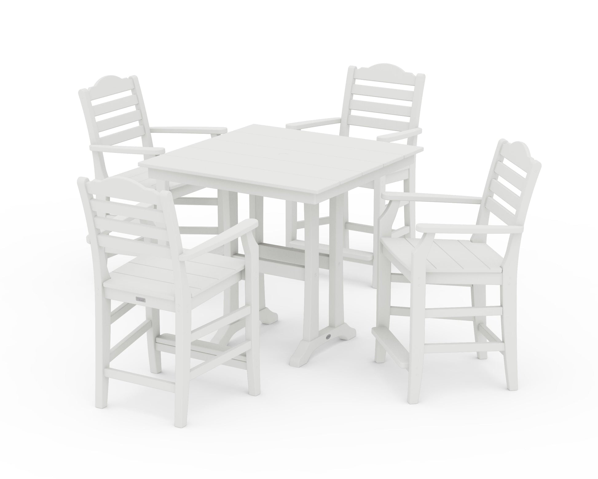 POLYWOOD Savannah 5-Piece Farmhouse Counter Set with Trestle Legs — Vintage White