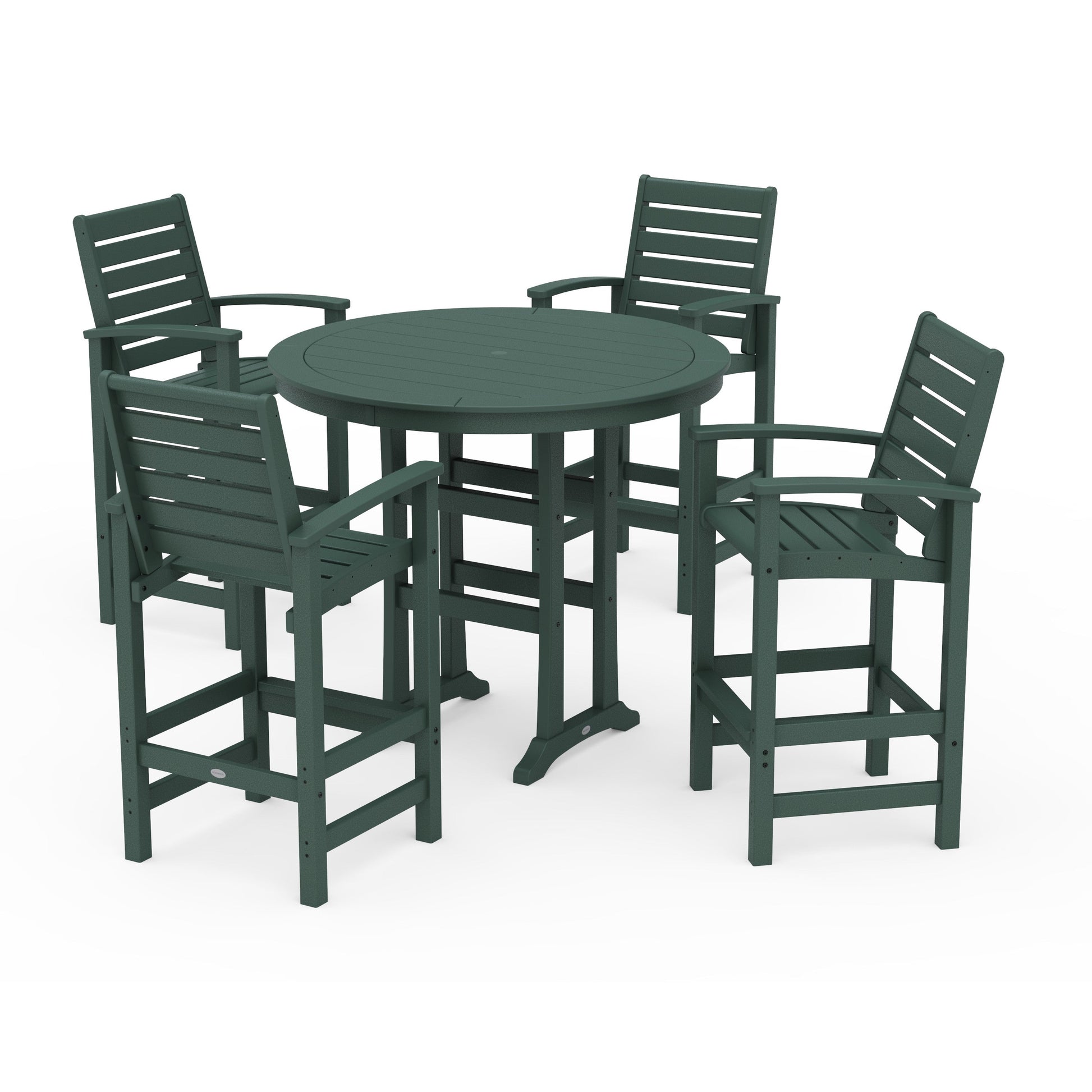 POLYWOOD 5 Piece Signature Bar Dining Set — Green