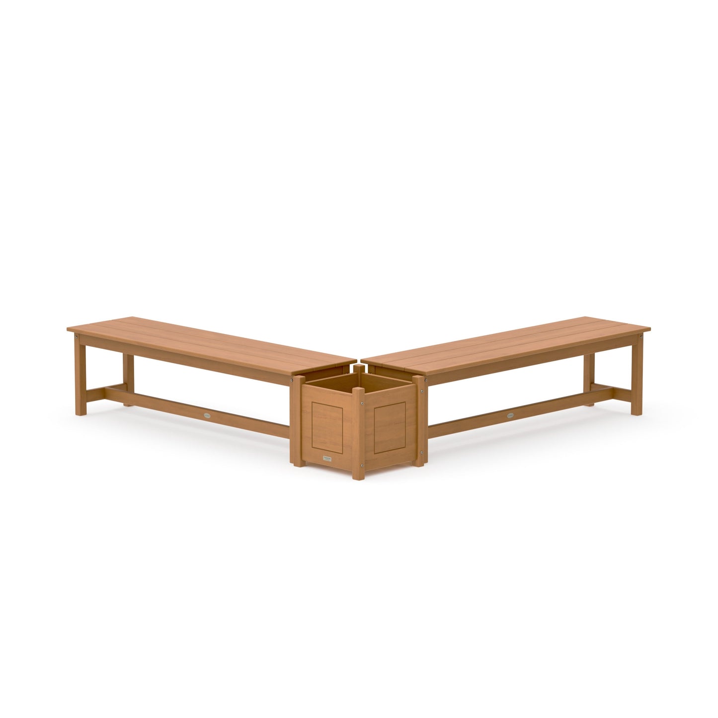 POLYWOOD 60" Country Living L- Shaped Planter Bench Set — Natural