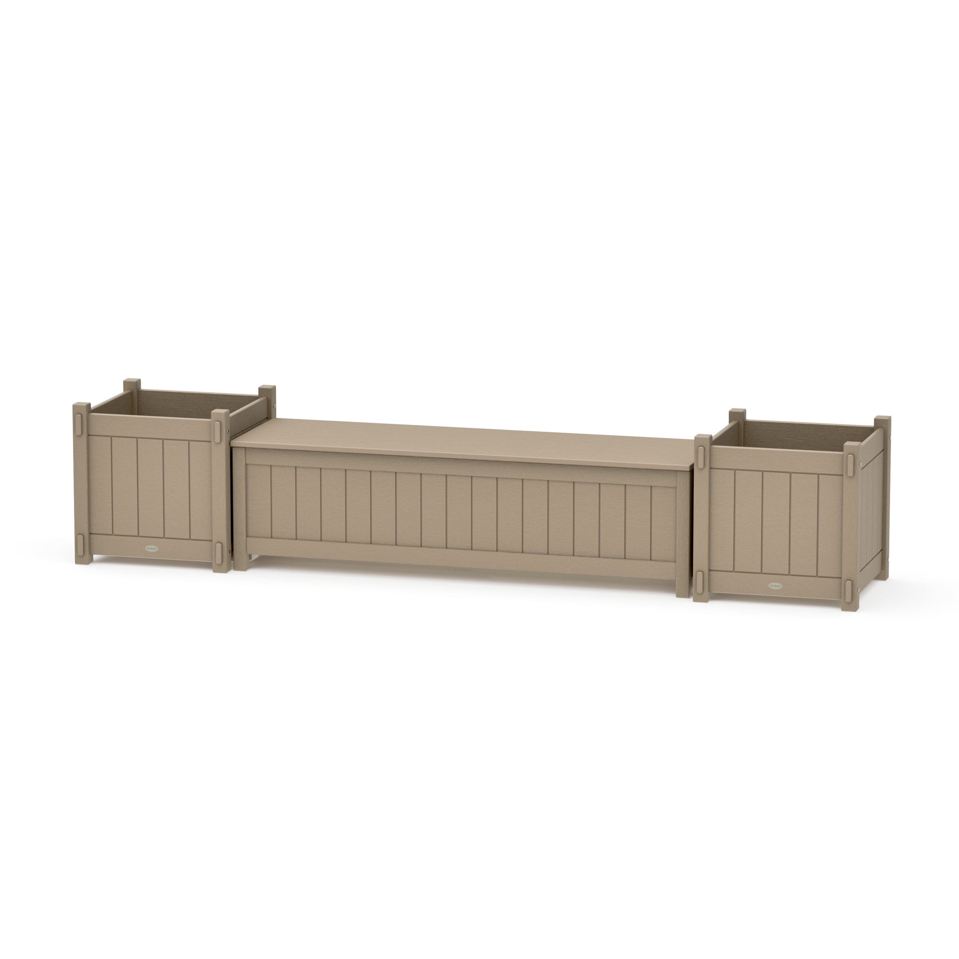 POLYWOOD 60" Vineyard Straight Planter Storage Bench Set- Large — Vintage Sahara