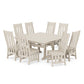 POLYWOOD Acadia Side Chair 9-Piece Square Farmhouse Dining Set with Trestle Legs — Sand