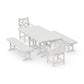 POLYWOOD Chippendale 5-Piece Farmhouse Dining Set with Benches — Vintage White