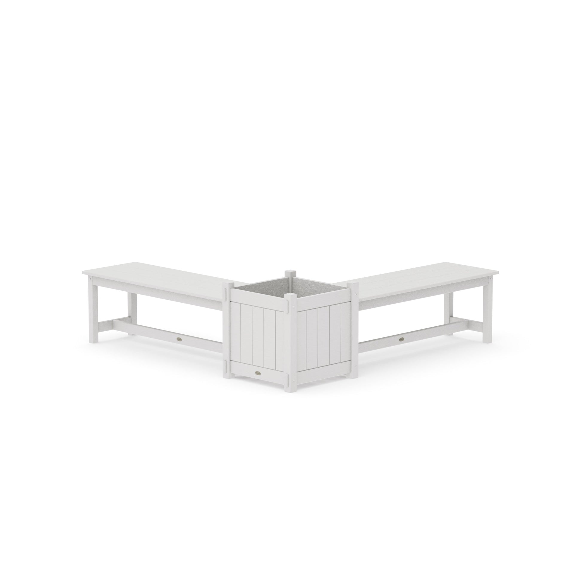 POLYWOOD 48" Vineyard L- Shaped Planter Bench Set- Large — Vintage White