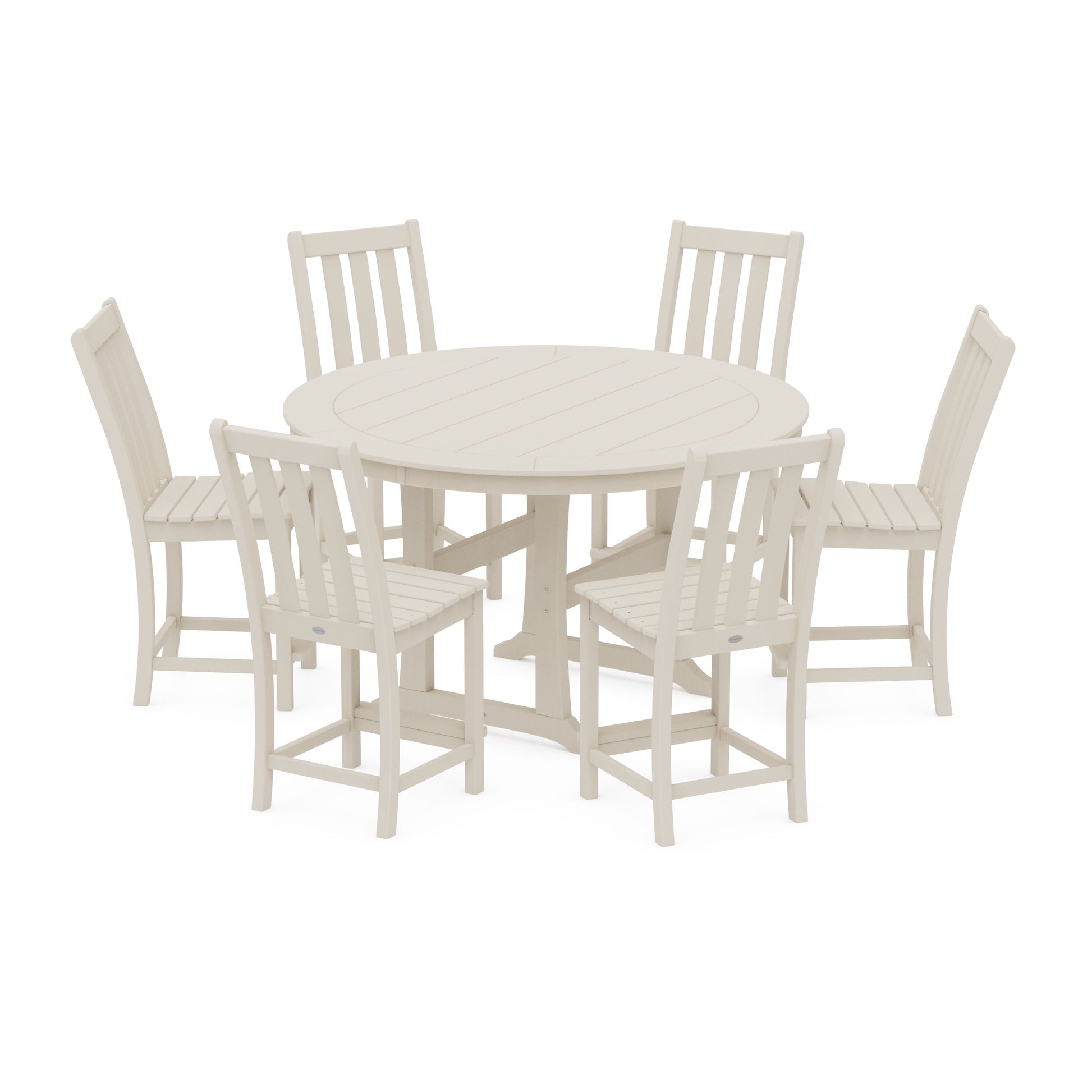 POLYWOOD Vineyard 7-Piece Side Chair Round Counter Set