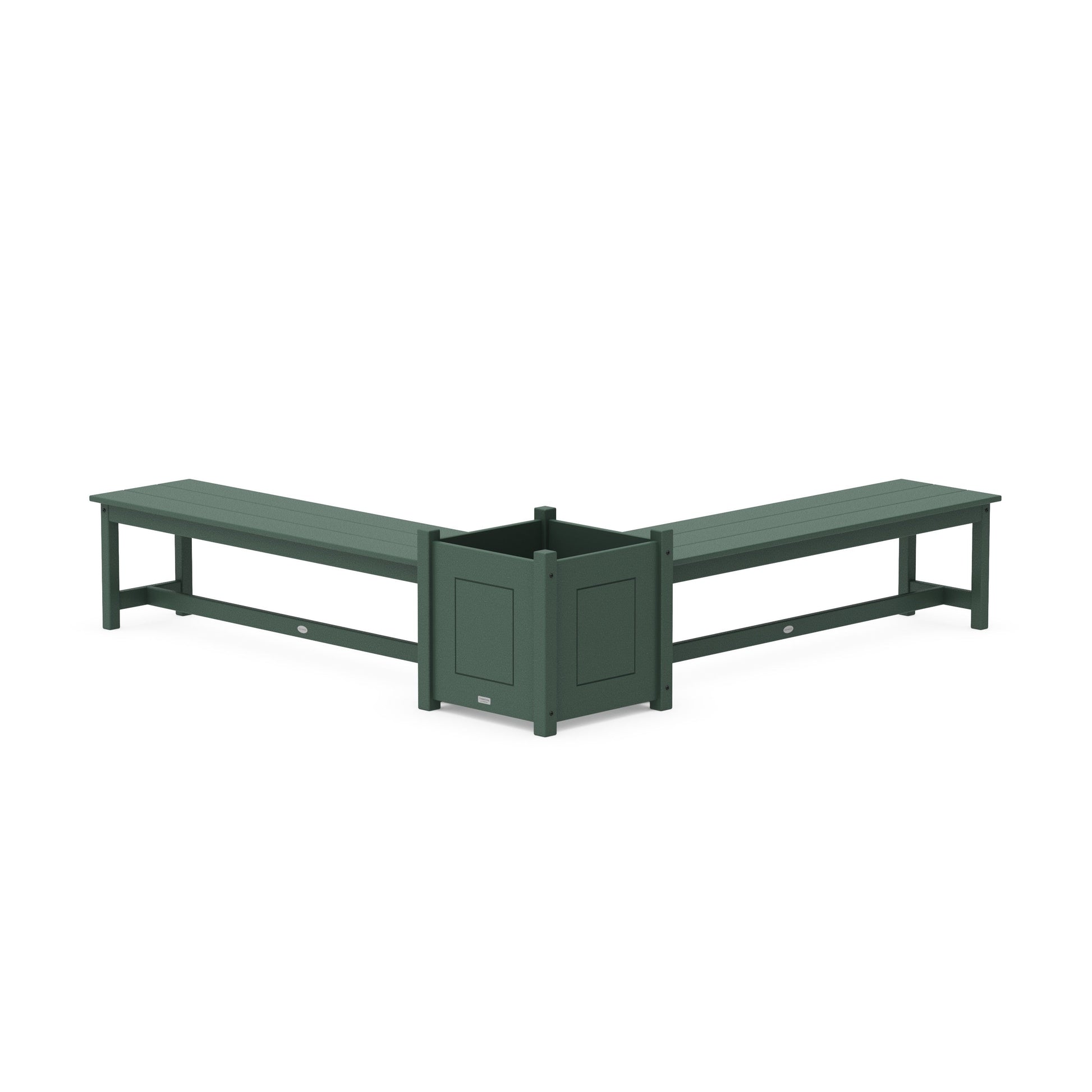 POLYWOOD 60" Country Living L- Shaped Planter Bench Set- Large — Green