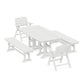 POLYWOOD Nautical Lowback 5-Piece Dining Set with Benches — White