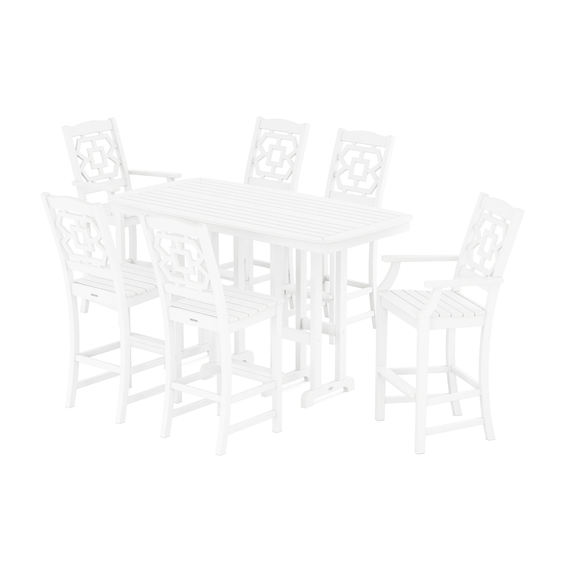 POLYWOOD Chinoiserie 7-Piece Bar Set — White