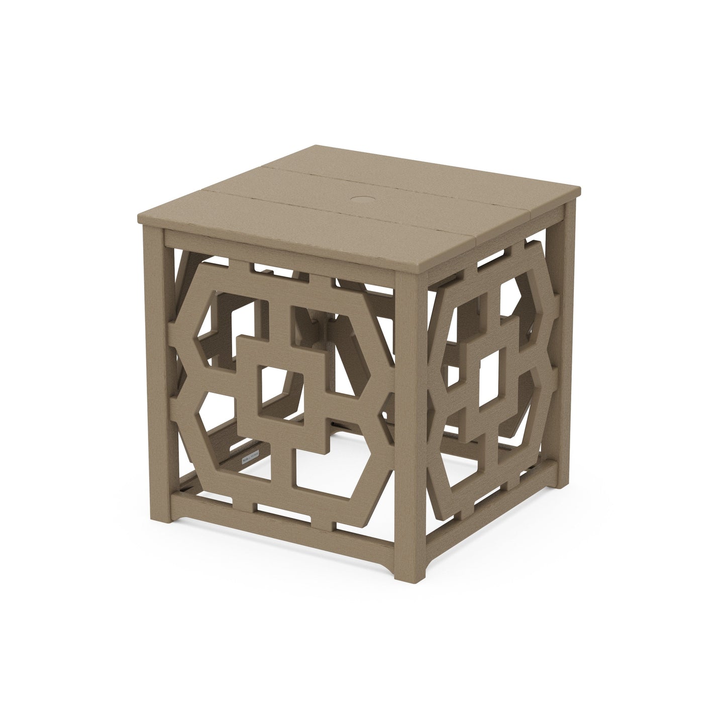 POLYWOOD Chinoiserie Umbrella Stand Accent Table — Vintage Sahara