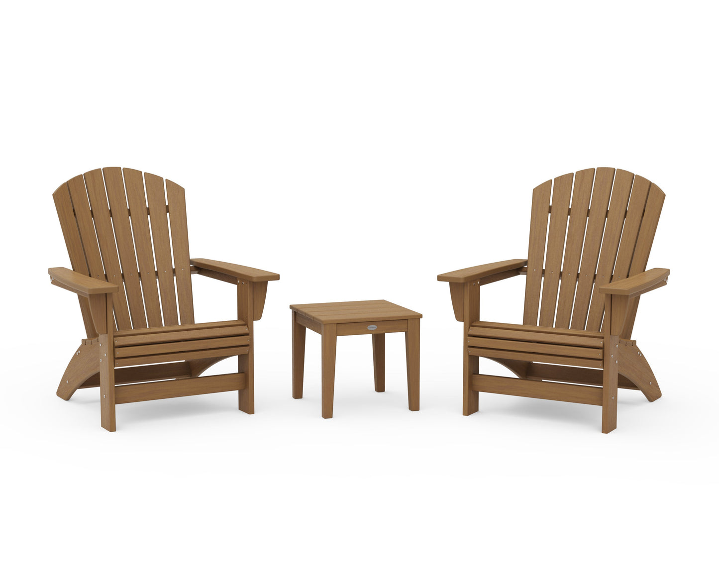 POLYWOOD 3-Piece Nautical Grand Adirondack Set — Natural