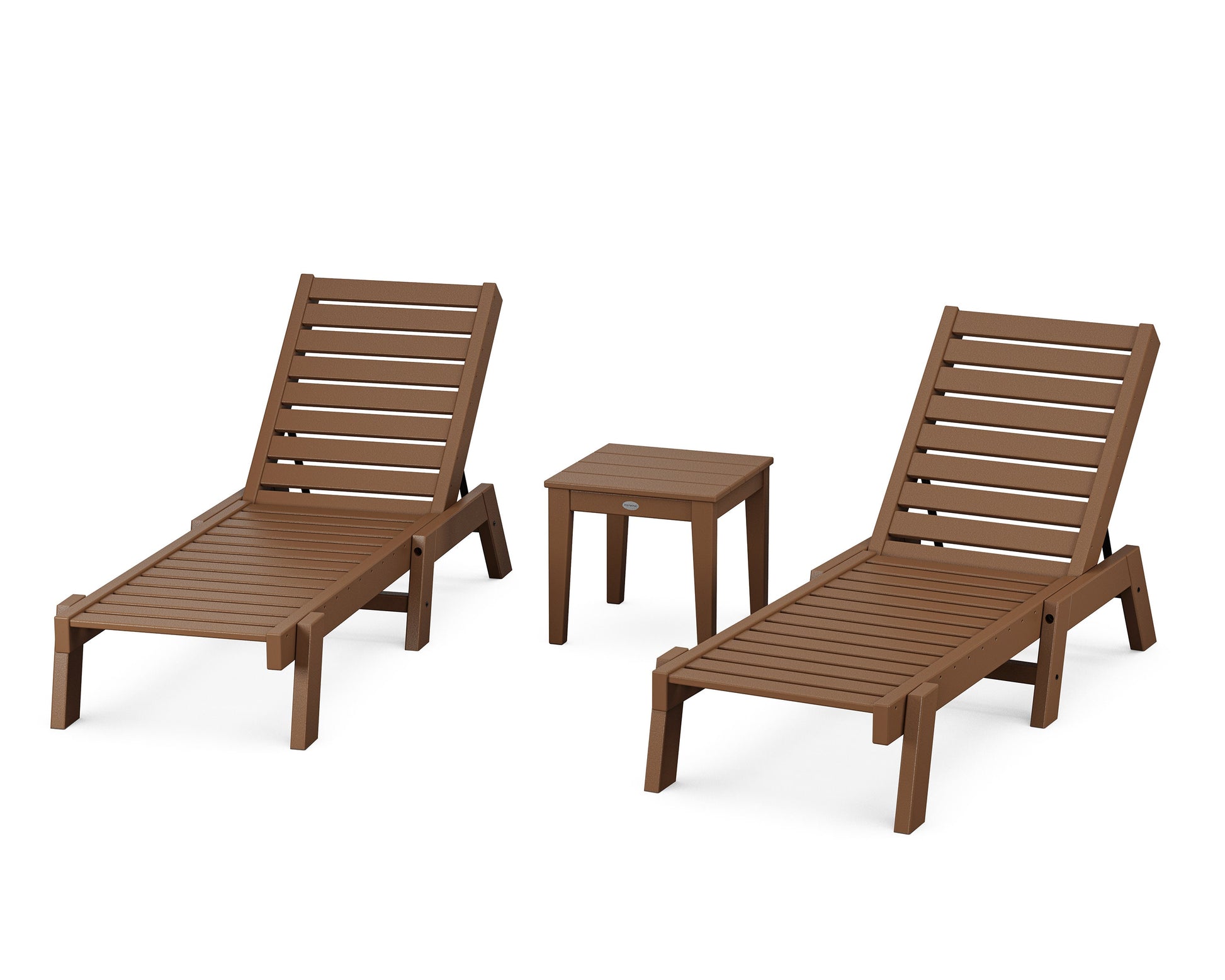 POLYWOOD Captain Chaise 3-Piece Set — Teak