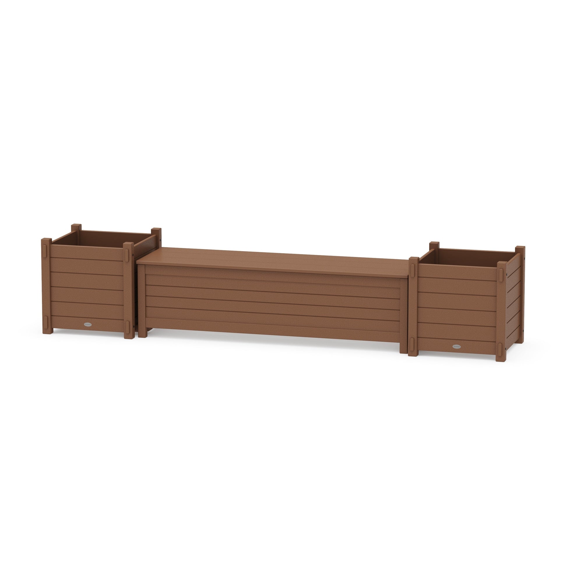 POLYWOOD 60" Nautical Straight Planter Storage Bench Set- Large — Teak