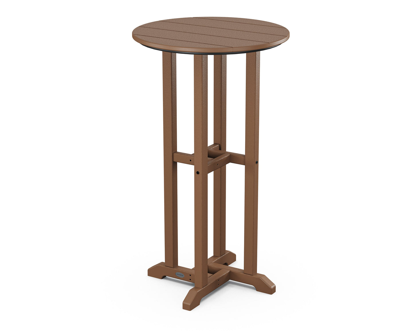 POLYWOOD 24" Round Farmhouse Bar Bistro Table — Teak