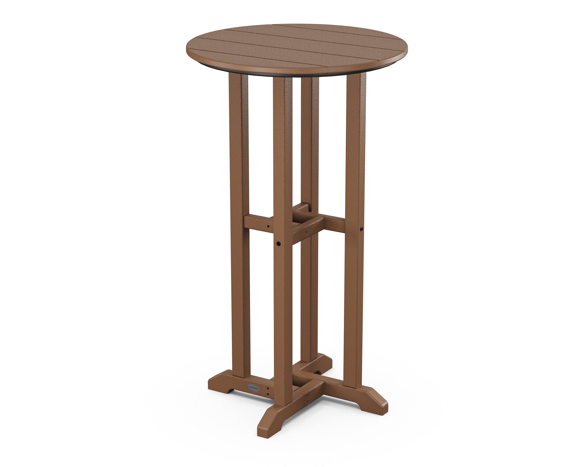 POLYWOOD 24" Round Farmhouse Bar Bistro Table — Teak
