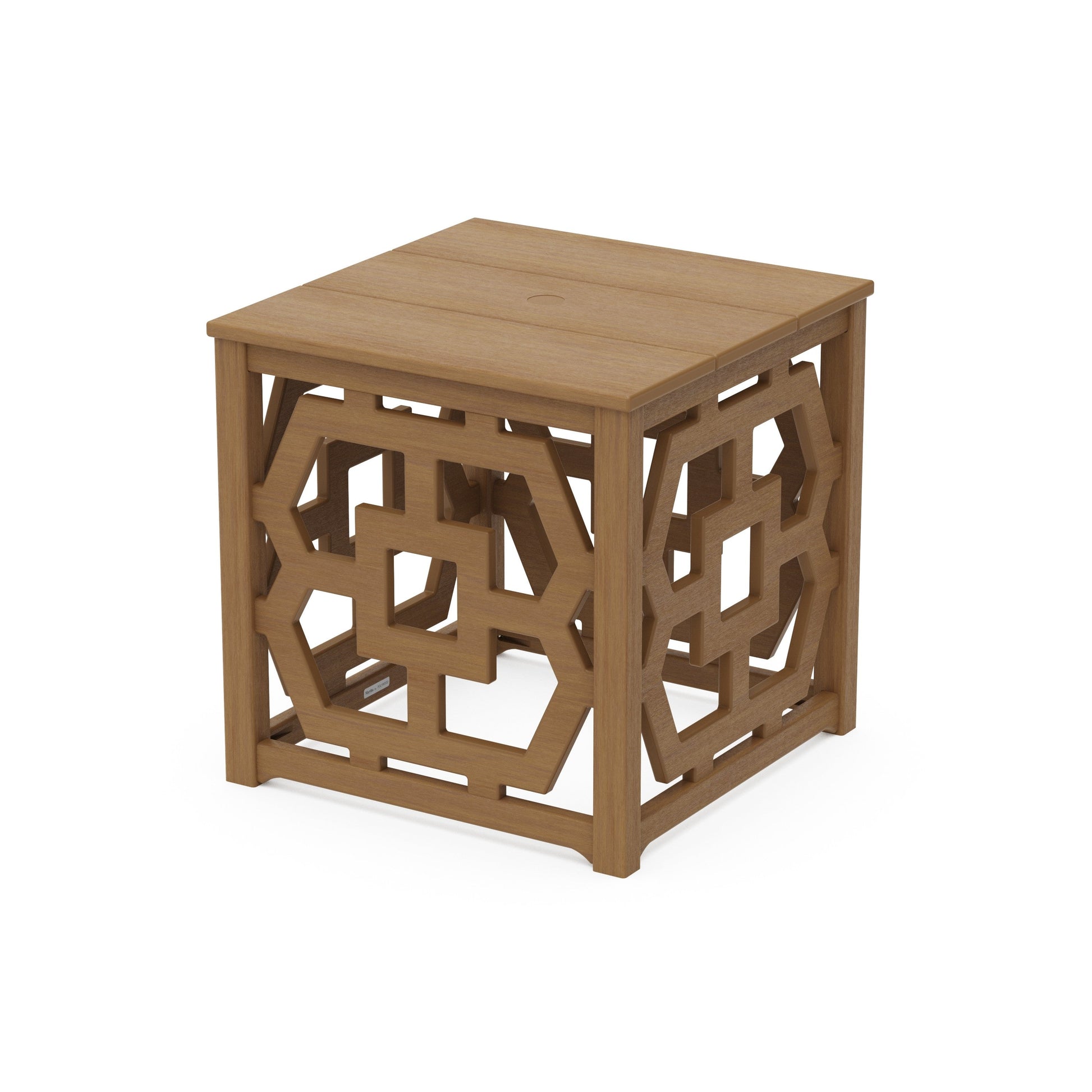 POLYWOOD Chinoiserie Umbrella Stand Accent Table — Natural